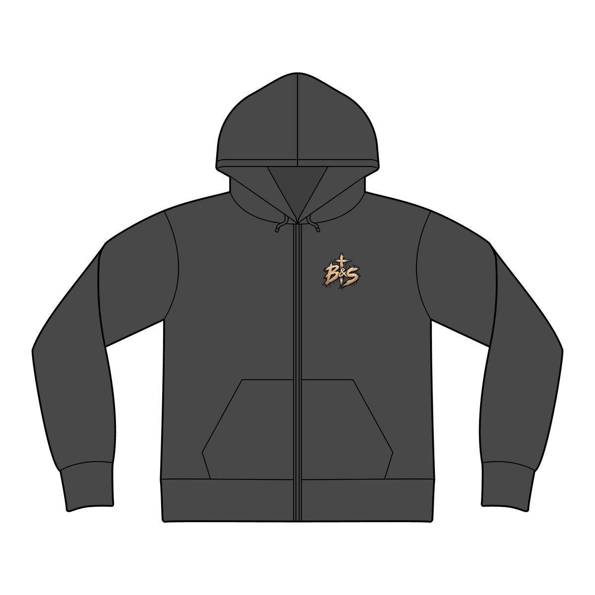 Women's Fitted Zip Hoodie — Small Gold Script Chest Logo