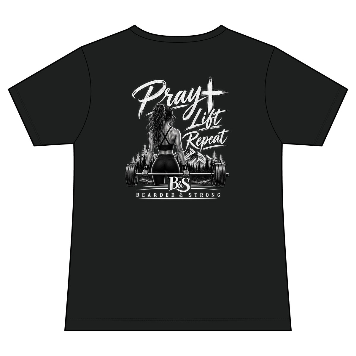 Pray Lift Repeat V-Neck Tee