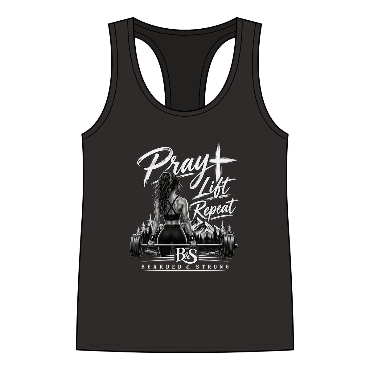 Pray Lift Repeat Women's Racerback Tank - Faith & Fitness Gym Tank