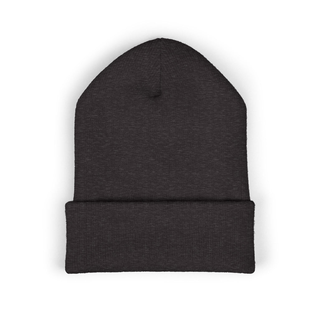 Embroidered 'B&S' Crown Cuffed Beanie — Olive Knit Winter Hat