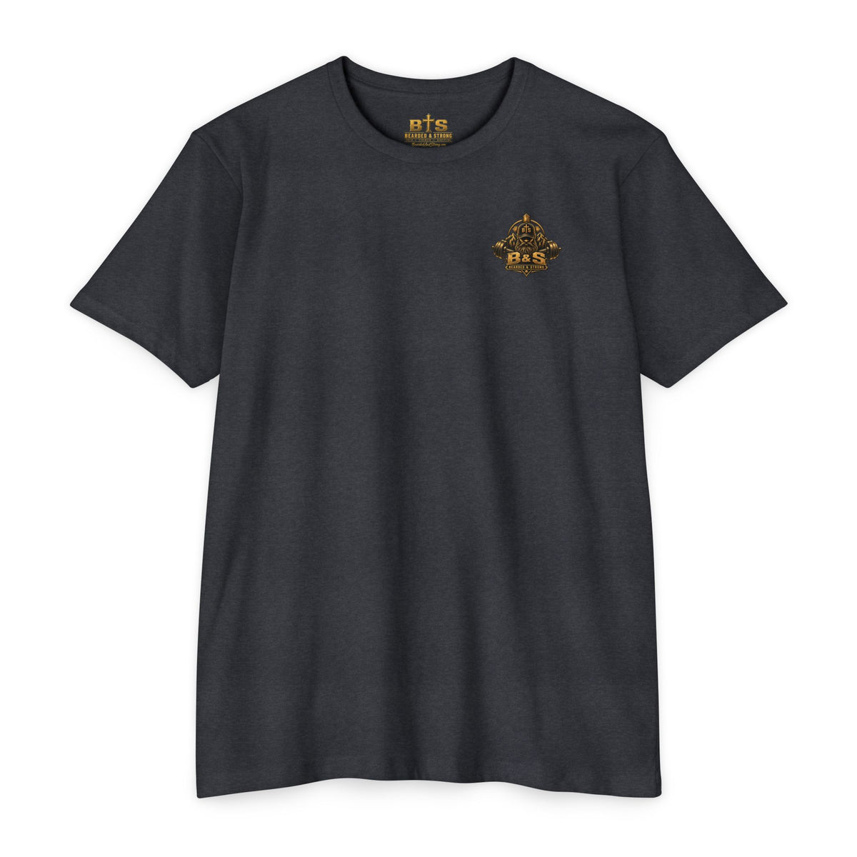 Bearded & Strong — Pray • Lift • Repeat Men’s Black Tee