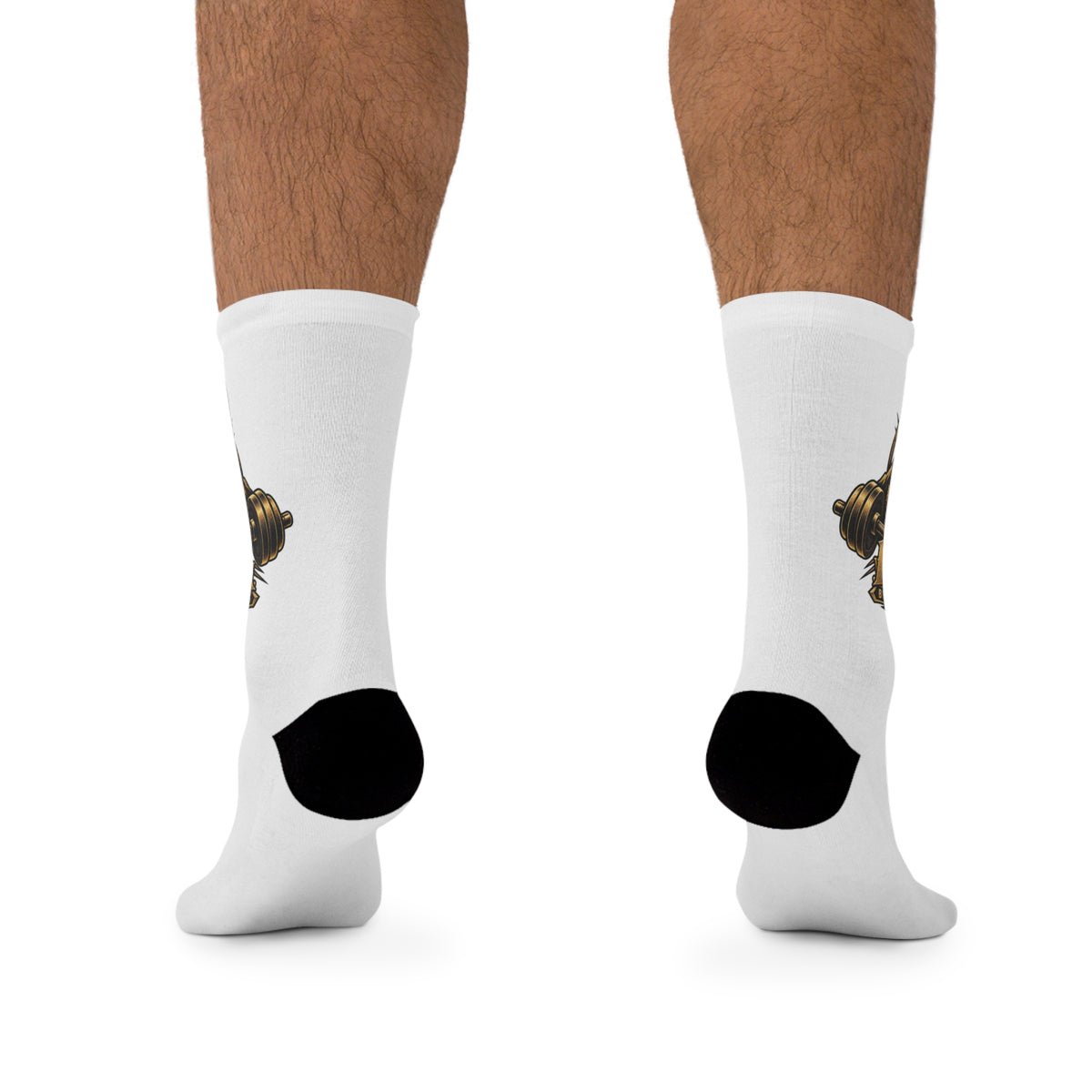 B&S Crest Athletic Crew Socks — Recycled Poly Eco Socks with Gold Emblem
