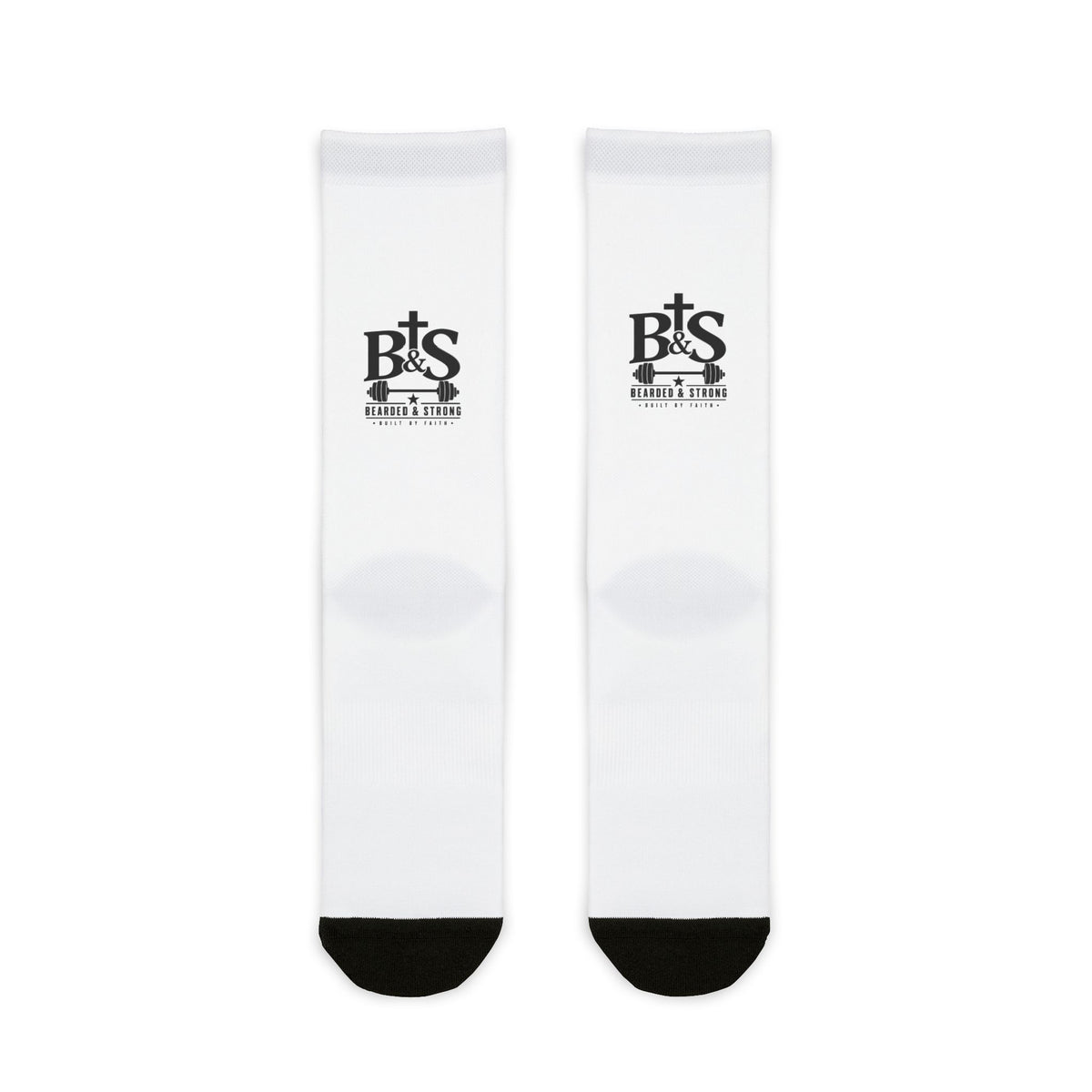 Sublimated Crew Socks — BTS Logo White Athletic Socks
