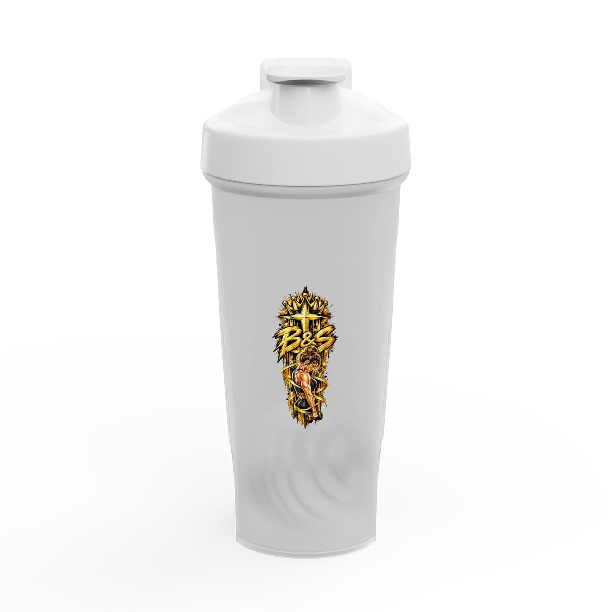 Protein Shaker Bottle with Bold 'BSS' Flame Graphic — Gym Fitness Blender Bottle