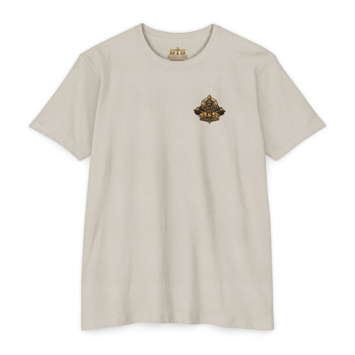 Bearded & Strong — Iron Sharpens Iron Men’s Tee | Tan & Black
