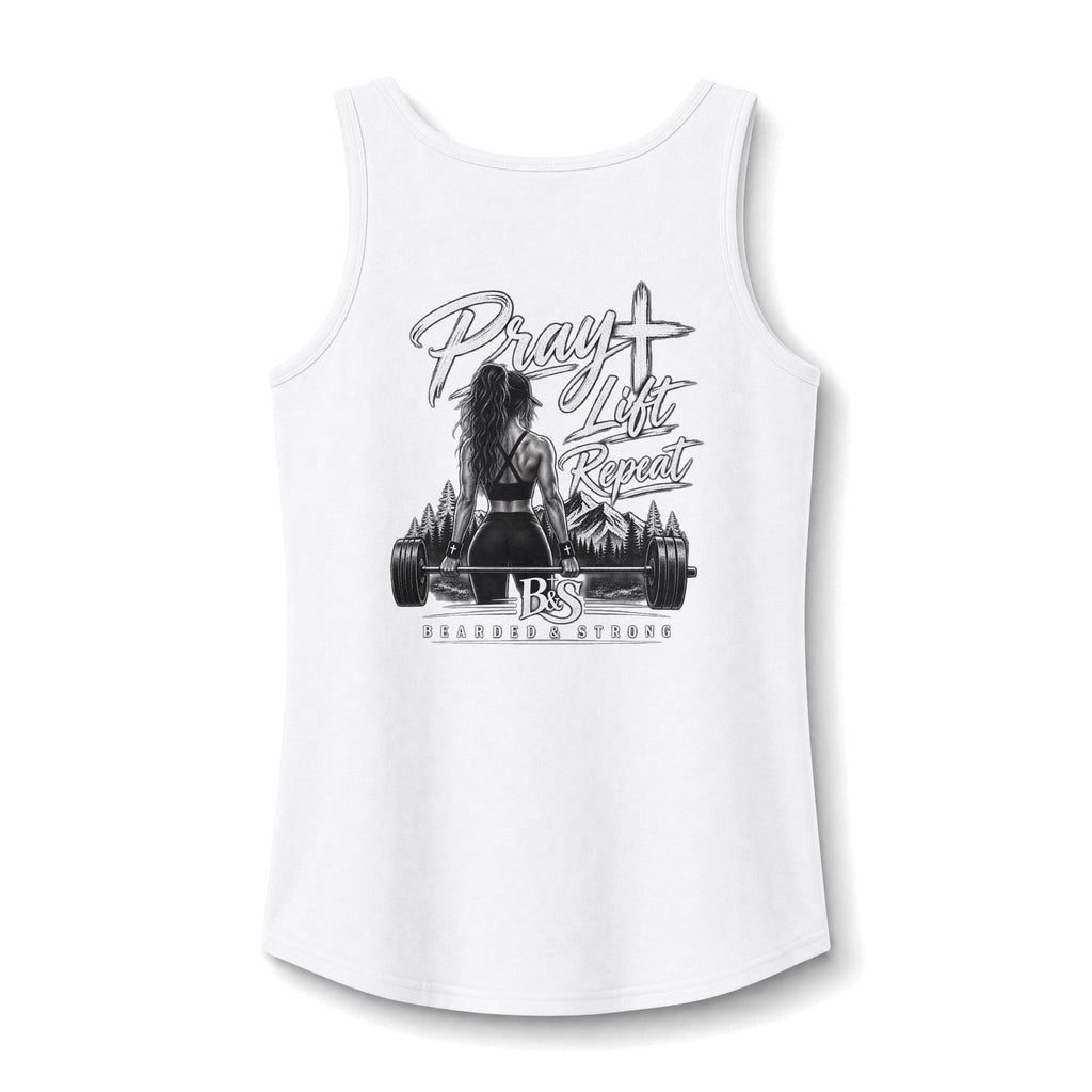 Faith & Fitness Women's Tank Top — "Pray, Lift, Repeat" Graphic