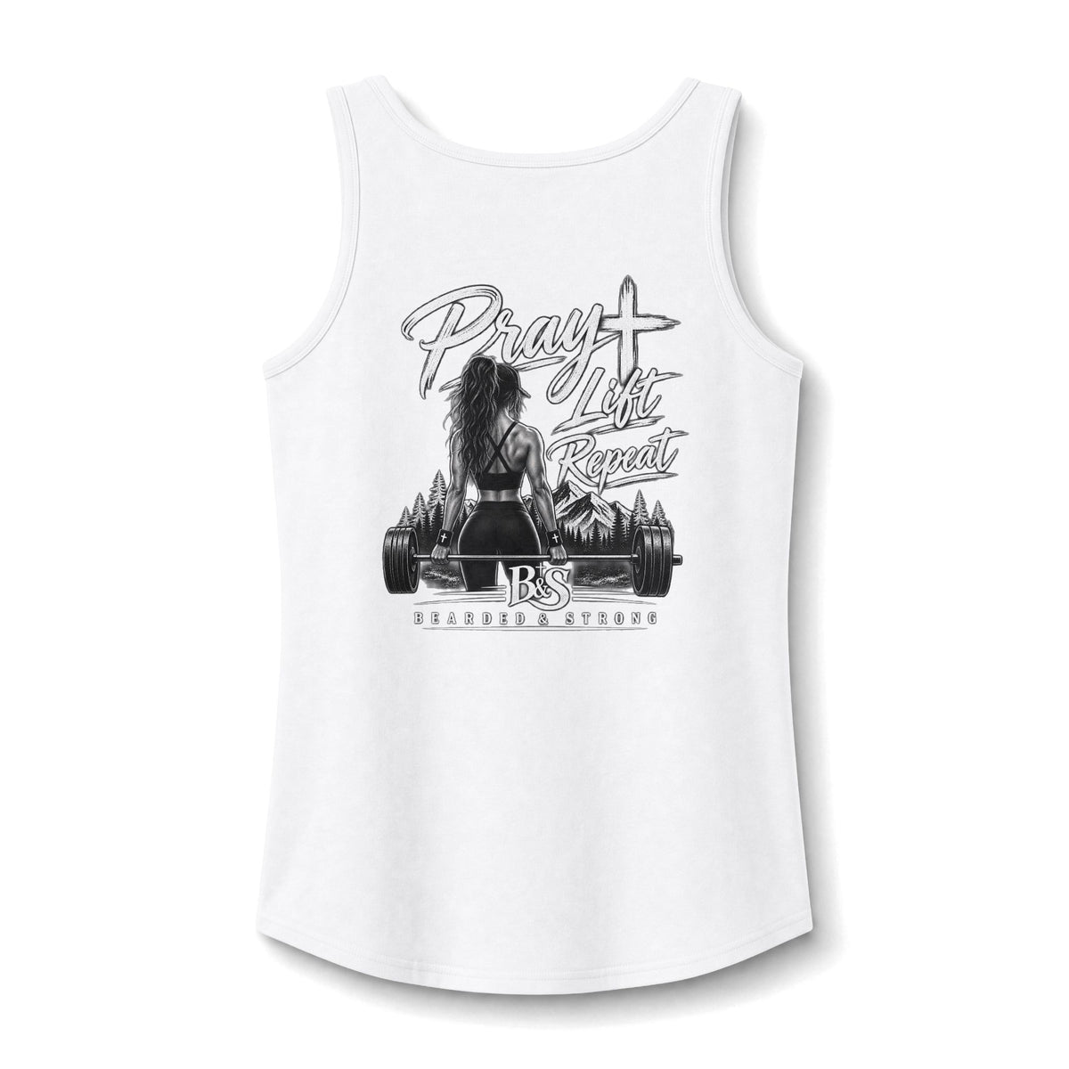 Faith & Fitness Women's Tank Top — "Pray, Lift, Repeat" Graphic