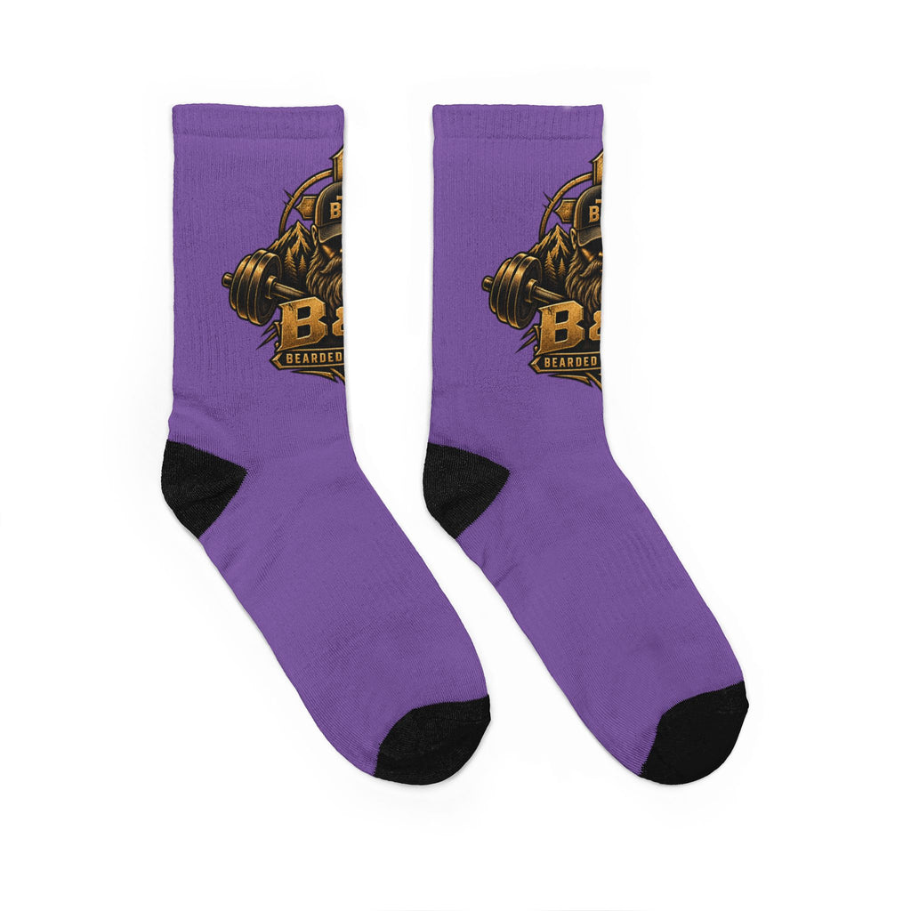 Purple Crew Socks with Gas Mask Skull Logo – B.S. Graphic Athletic Socks