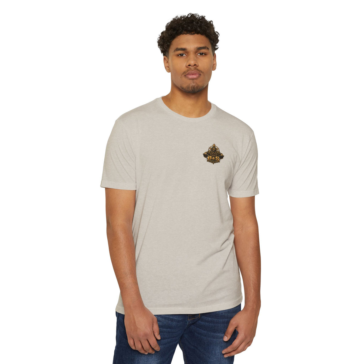 Bearded & Strong — Iron Sharpens Iron Men’s Tee | Tan & Black