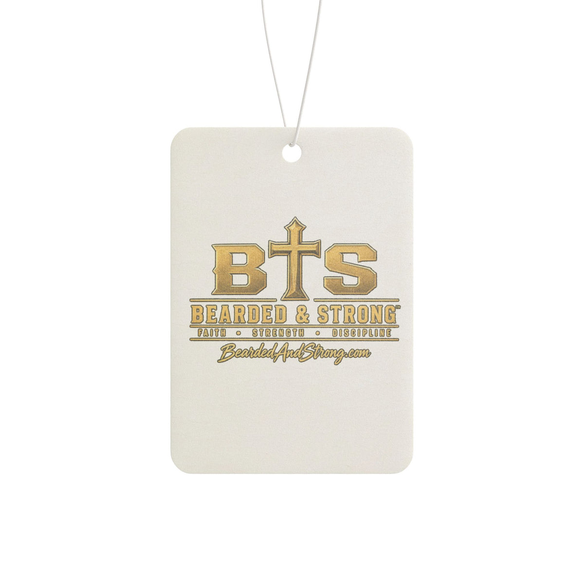 Bearded & Strong Car Air Freshener — Gold Religious Cross Scented Ornament
