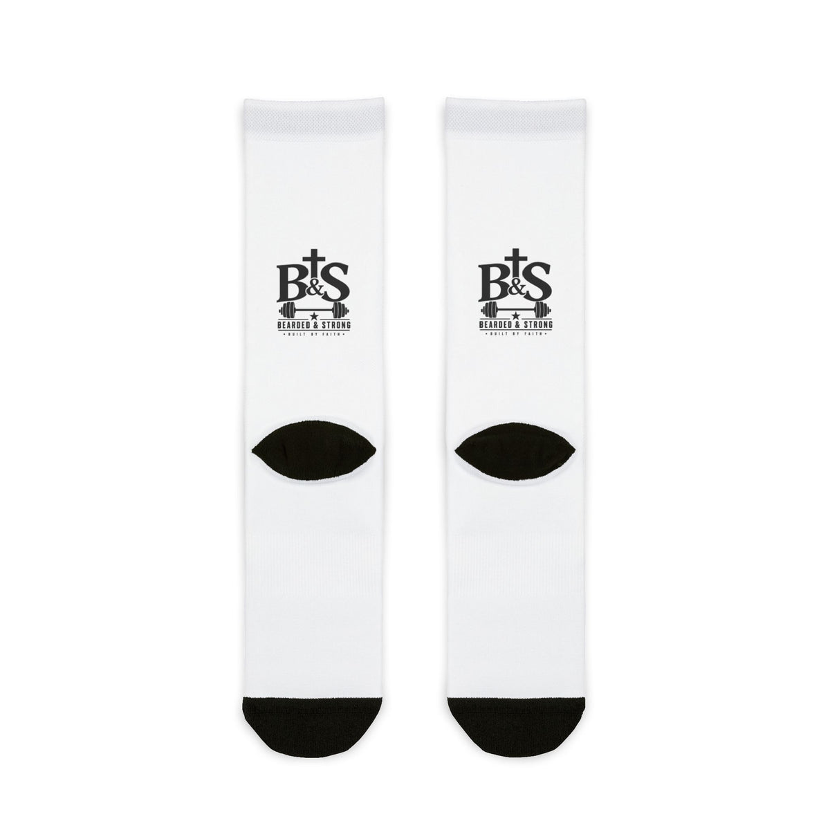 Sublimated Crew Socks — BTS Logo White Athletic Socks