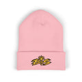 Embroidered 'B&S' Crown Cuffed Beanie — Olive Knit Winter Hat