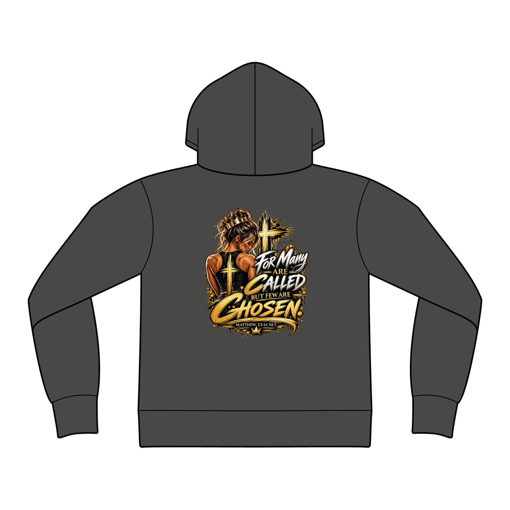 Women's Fitted Zip Hoodie — Small Gold Script Chest Logo