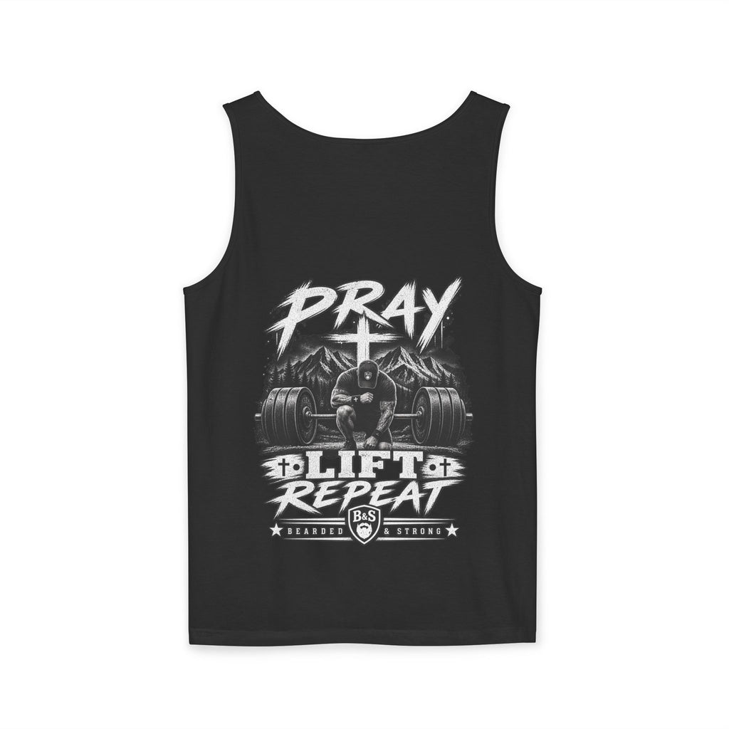 Lift, Pray & Repeat Tank Top — Faith-Based Gym Workout Tank