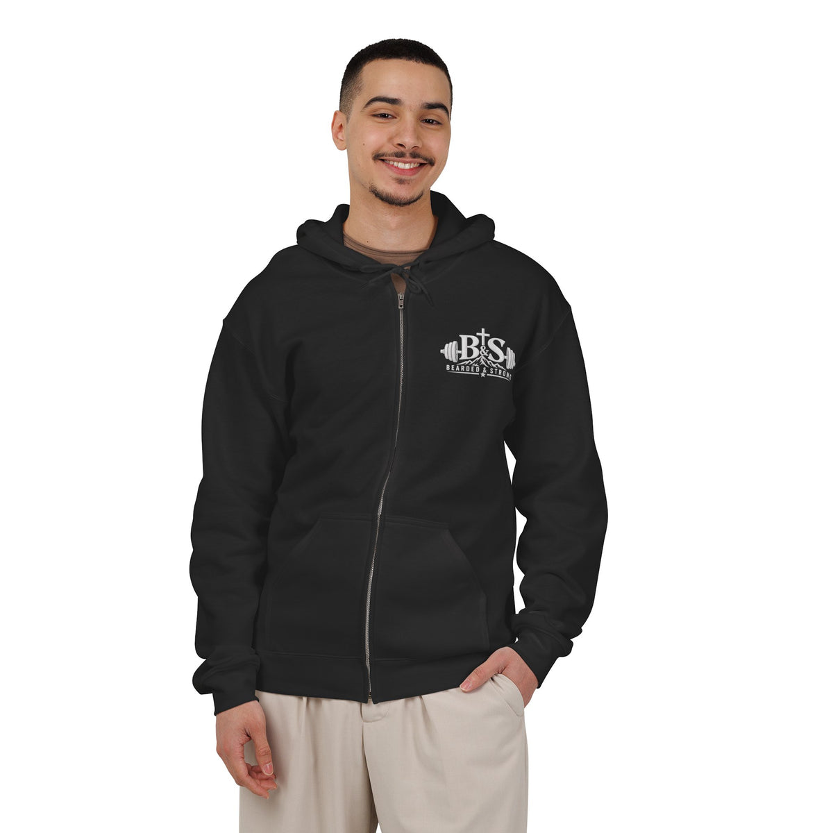 Zip Hoodie — 'B&S' Streetwear Zip-Up Hoodie with Chain Graphic