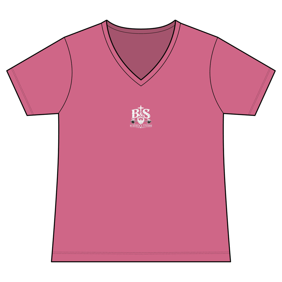 Still Standing Women's V-Neck Tee — Pink Fitness Gym Shirt with 'Still Standing' Graphic